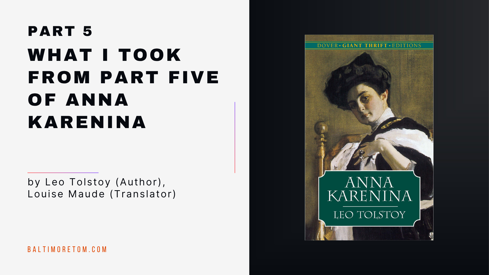 What I Took from Part Five of Anna Karenina
